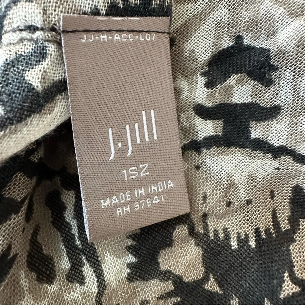 J. Jill Black, Tan, Cream Patterned Viscose Infinity Loop Scarf